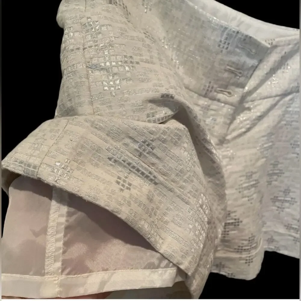 NEW The Limited Shorts White Silver Metallic Lined Cassidy Chino Dressy SZ 10